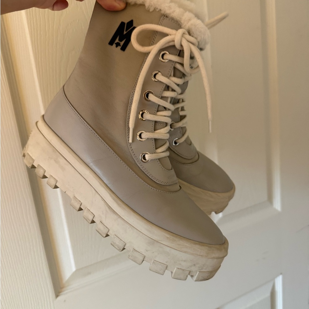 Mackage Beige Lace-Up Winter Boots